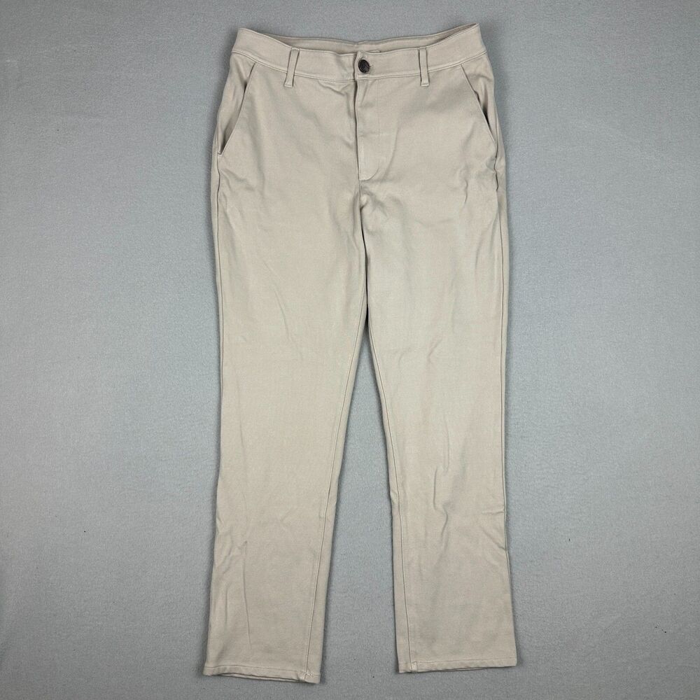 True Classic Mens Size 32 Khaki Slim Comfort Knit Chino Pants Stretch Tan Work
